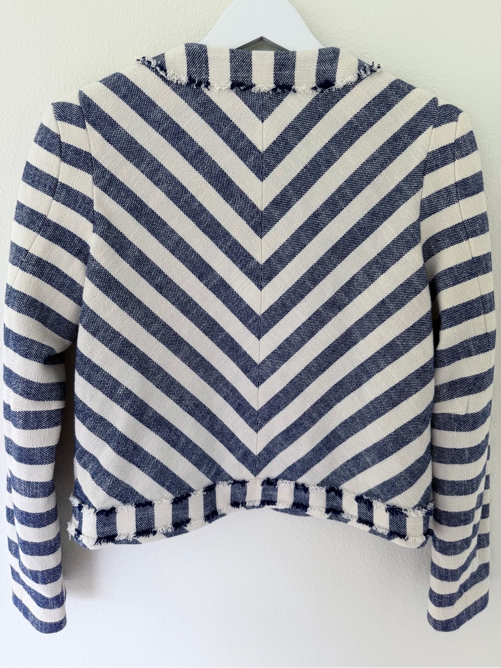 Rebecca Minkoff Salinas Blue White Striped Croped Bomber Jacket Size 2 - Picture 8 of 8